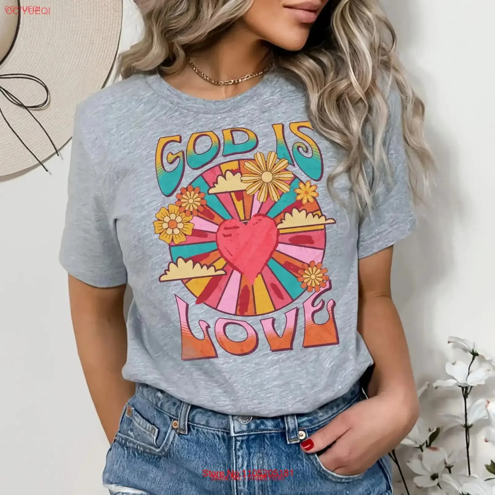 God Is Love T Shirt retro vintage 1960's style design with wild psychedelic colors and pattern Very groovy faith inner hippie