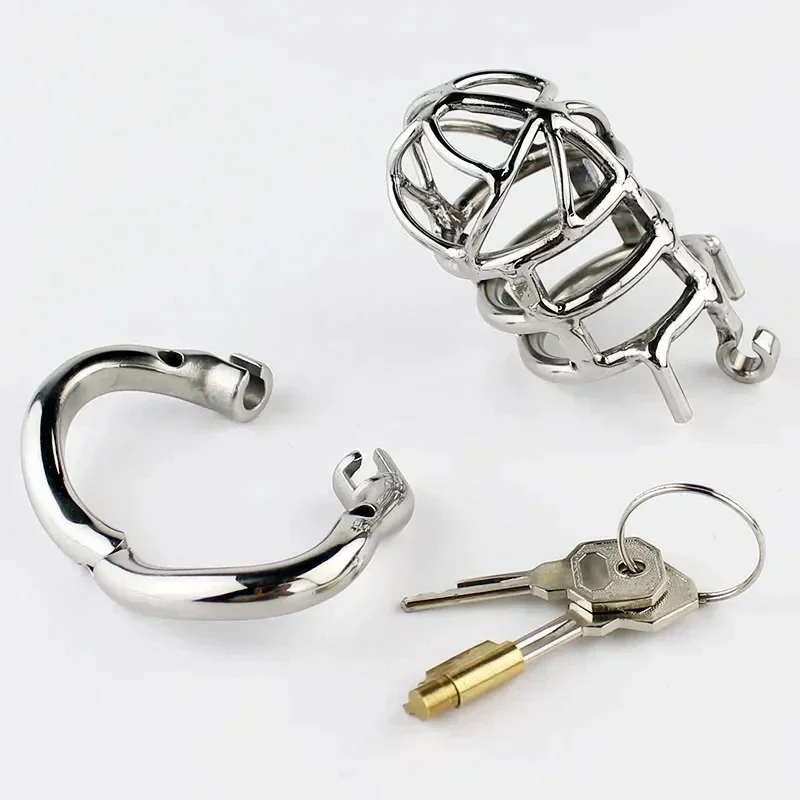 Male Chastity Cage Sex Toys Sissy Stainless Steel Chastity Device with Arc-Shaped Cock Rings Big Penis Lock Sex Toys for Men