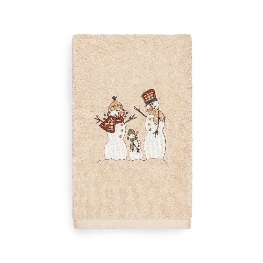 

Полотенце для рук Linum Home Christmas Snow Family, вышитое, бежевое, из турецкого хлопка