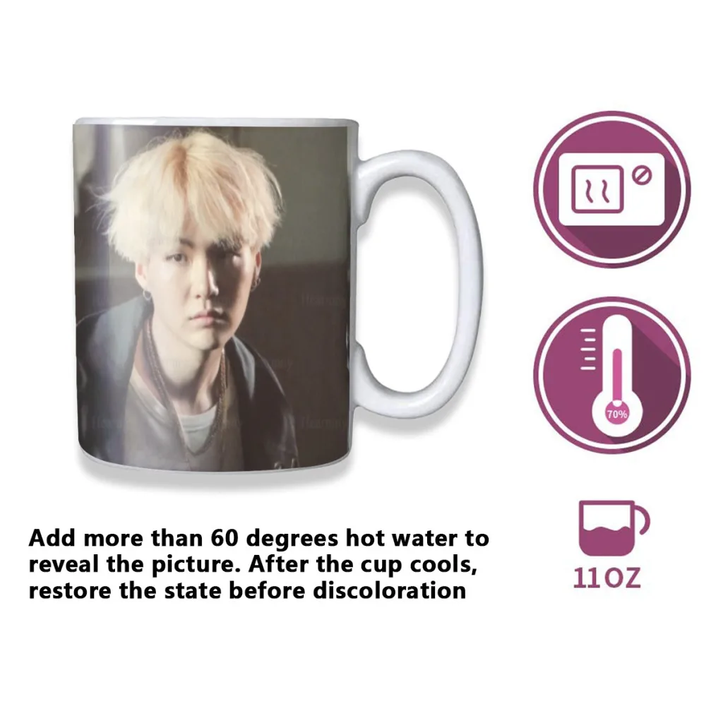 New-Agust-D-KPOP-One Piece Coffee Mugs And Mug Creative Color Change Tea Cup Ceramic Milk Cups Novelty Gifts