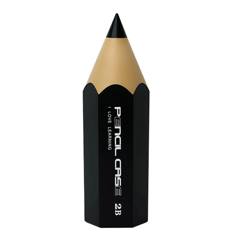 

Pencil Shaped Pen Holder Cosmetic Brush Storage Case For Desk Dustproof Desktop Organizer Case Black