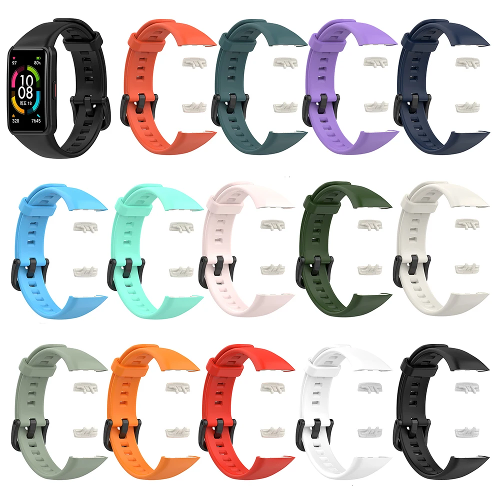 For Huawei Band 6 Silicone Wrist Strap + Transparent TPU Case For Honor Band 6/Honor Band 7 Smart Bracelet Wristband