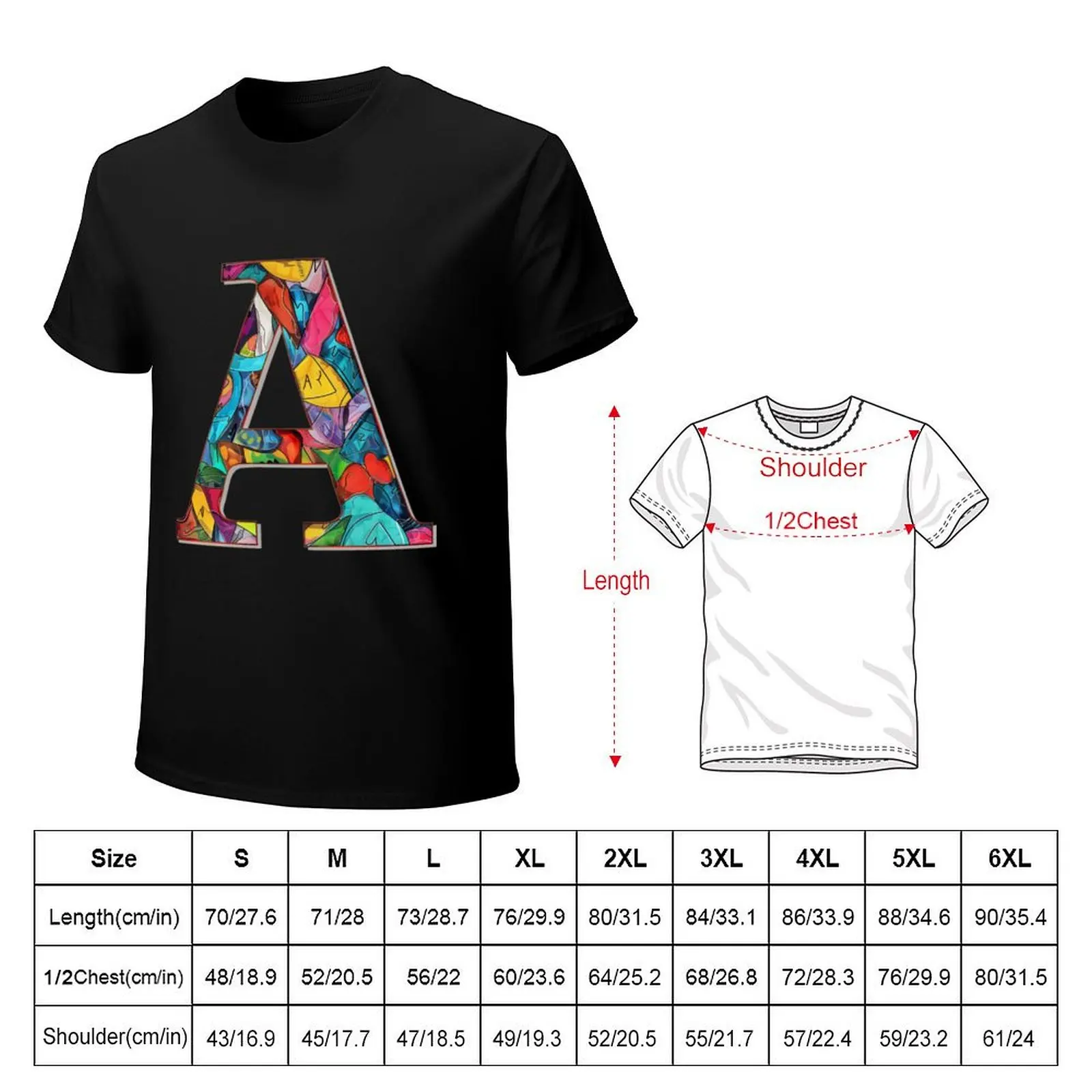 Monogram A Abstract T-Shirt Big Size Short Sleeve Tee for Men