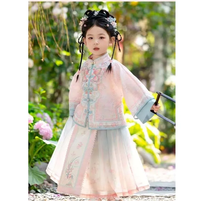 

New girls' Chinese Hanfu horse face skirt set
