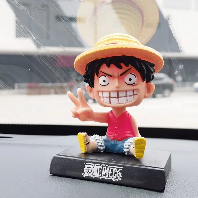 Cartoon One Piece Car Dashboard Luffy Zoro Sanji Law Bobblehead Ornament Shaking Head Toys Auto Interior Decoration Accessories