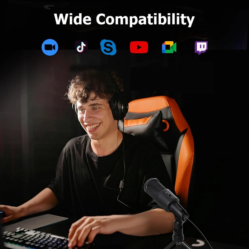 PC USB Microphone, Podcast Condenser Microphone With Foldable Tripod For Streaming, Gaming, Podcasting, Recording,Laptop Durable image 5