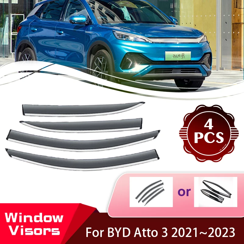 

Window Visor For BYD Atto 3 Yuan Plus 2021 2022 2023 2024 Rain Proof Car Window Sun Rain Visor Deflectors 4 PCS Auto Accessories