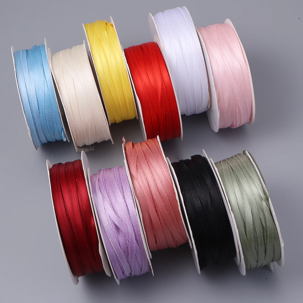 50Yards 3mm Encrypted Double Sided Polyester Webbing Christmas Halloween Wedding Birthday Party Decoration Bows Gift Wrapping
