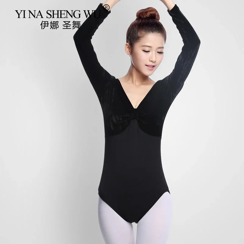 Body da danza classica per donna Body in velluto a maniche lunghe per ragazza Danza per adulti Abiti da balletto Body per pratica di ginnastica