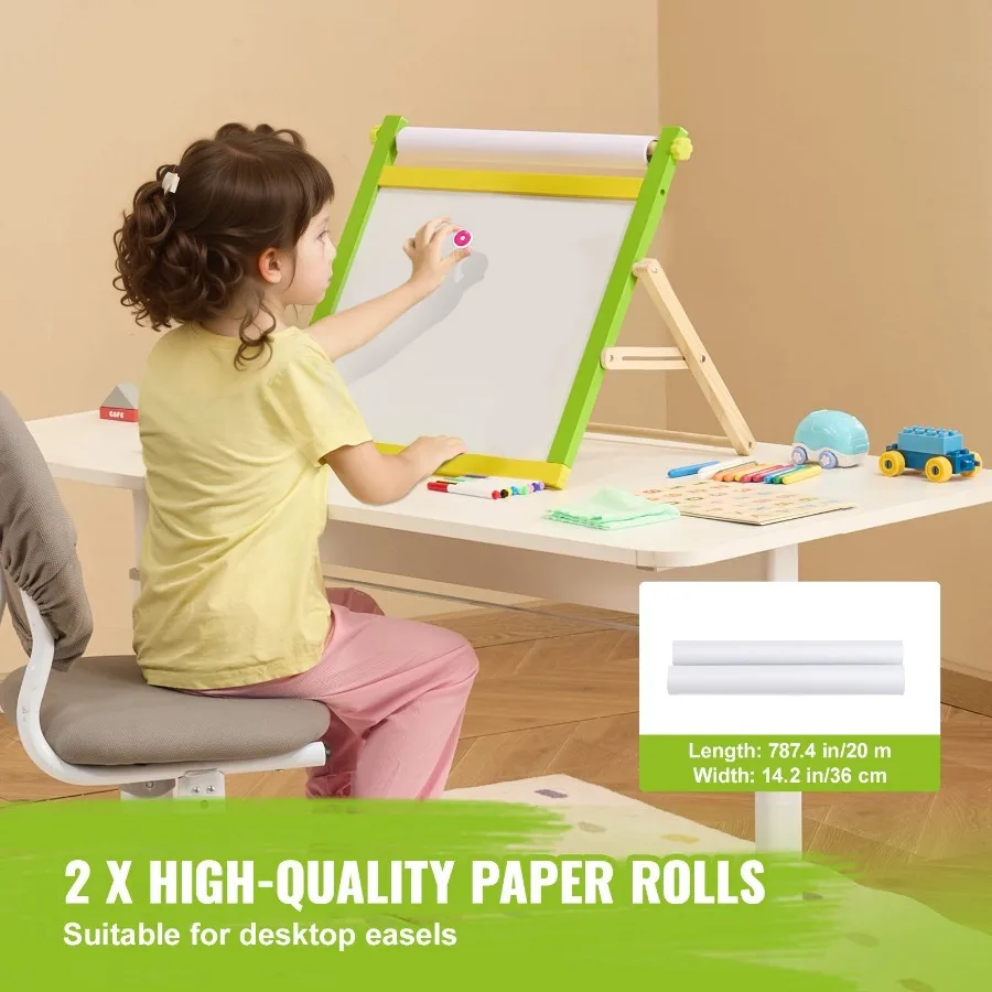 Easel Accessory Set Chalk Markers Paper Rolls 32PCS for Tabletop Easel