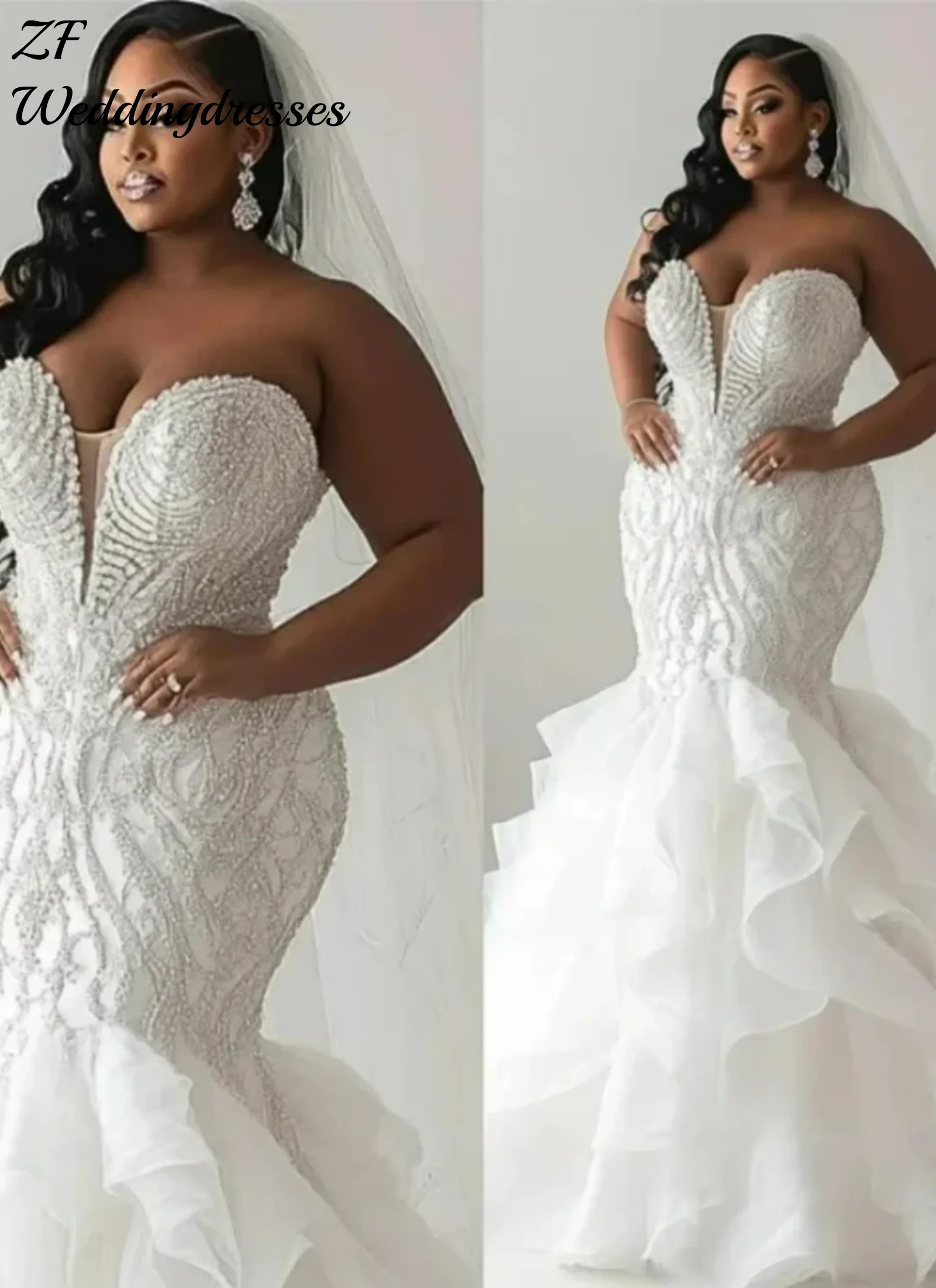 

Customized Luxury Sparkly Beads Sequins Wedding Dress Modest Bridal Gowns Vestido De Noiva