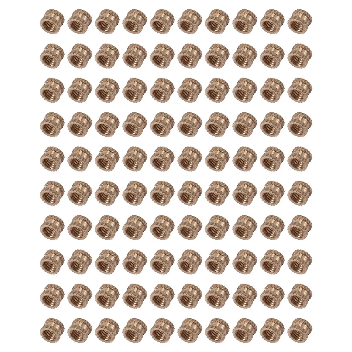A03V M3 x 3mm Female Thread Brass Knurled Threaded Insert Embedment Nuts 100PCS
