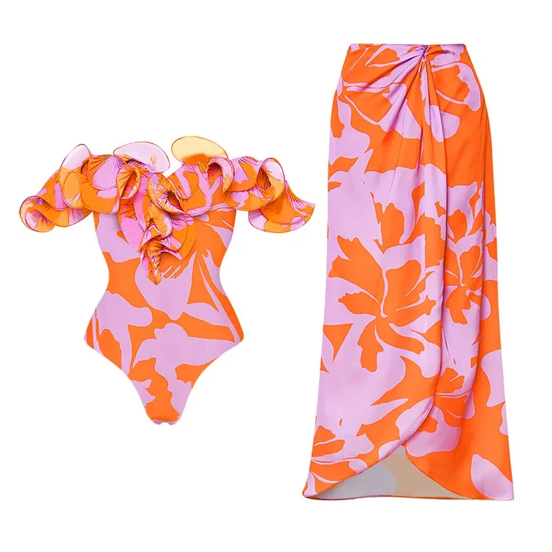 ZAFUAZ − Maillot de bain une pièce, sexy, imprimé floral, à volants, tenue de plage, push up, pour femmes, tendance 2024