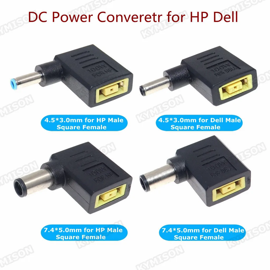 Laptop Power Adapter Connector DC Square Plug Female to 7.4x5.0mm 4.5mm*3.0mm Male Jack Converter for HP Dell Lenovo Notebook