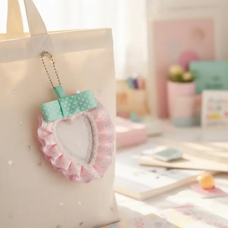 Lace Strawberry Photo Card Holder Sweet Anime Character Kpop Idol Support Card Display Girl Ita Bag Ornament Decor