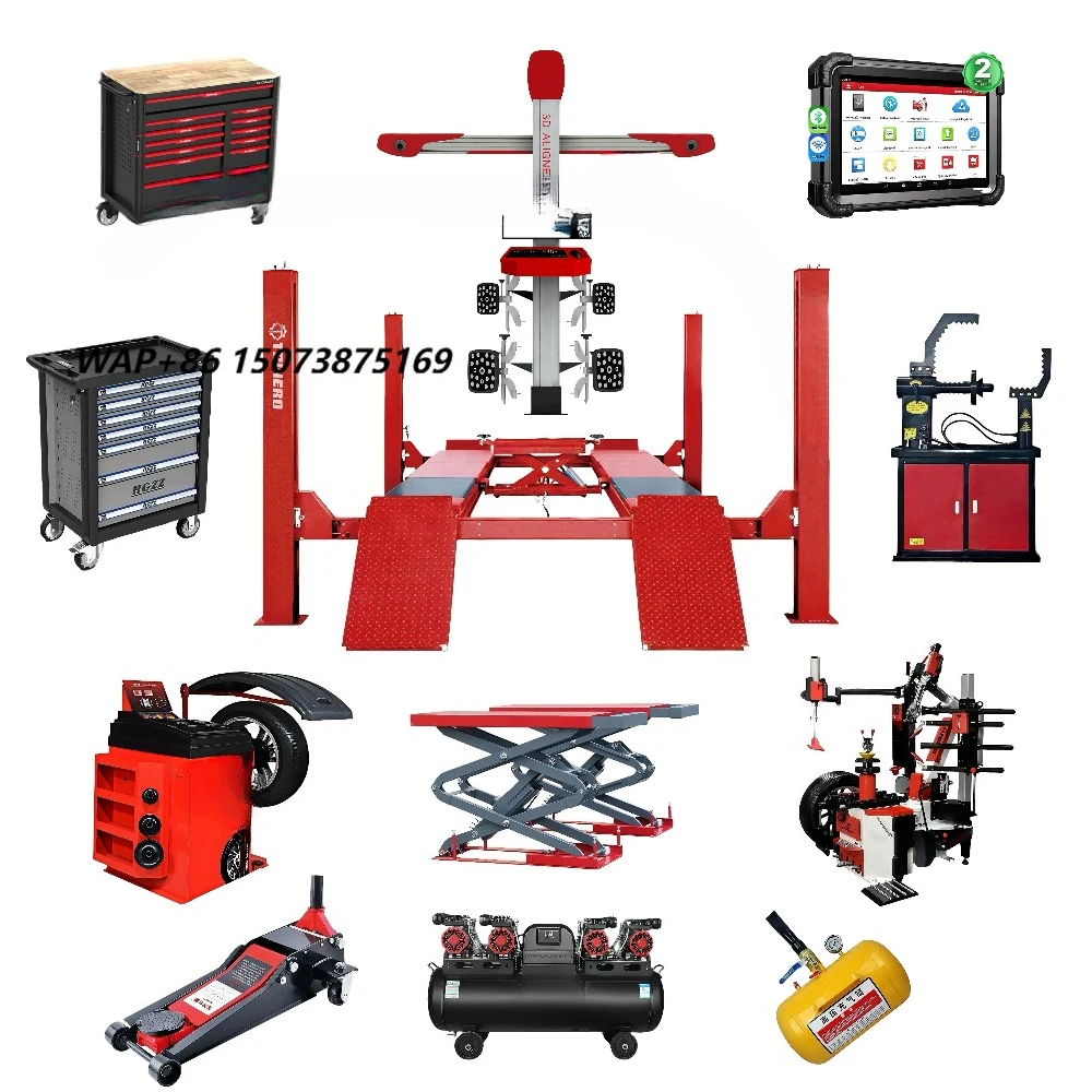 Tricar One Stop Shop for Garage 3D Wheel Alignment Tire Changer Tire Balancer Wheel Alignment Scissor Car Lift Full Set Combo
