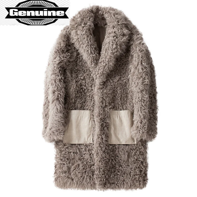 

Real Fur Coat Men AYUSNUE Sheep Shearling Winter Jacket Men Long Wool Fur Coats and Jackets Natural Lamb Fur 2023 13333 KJ3319