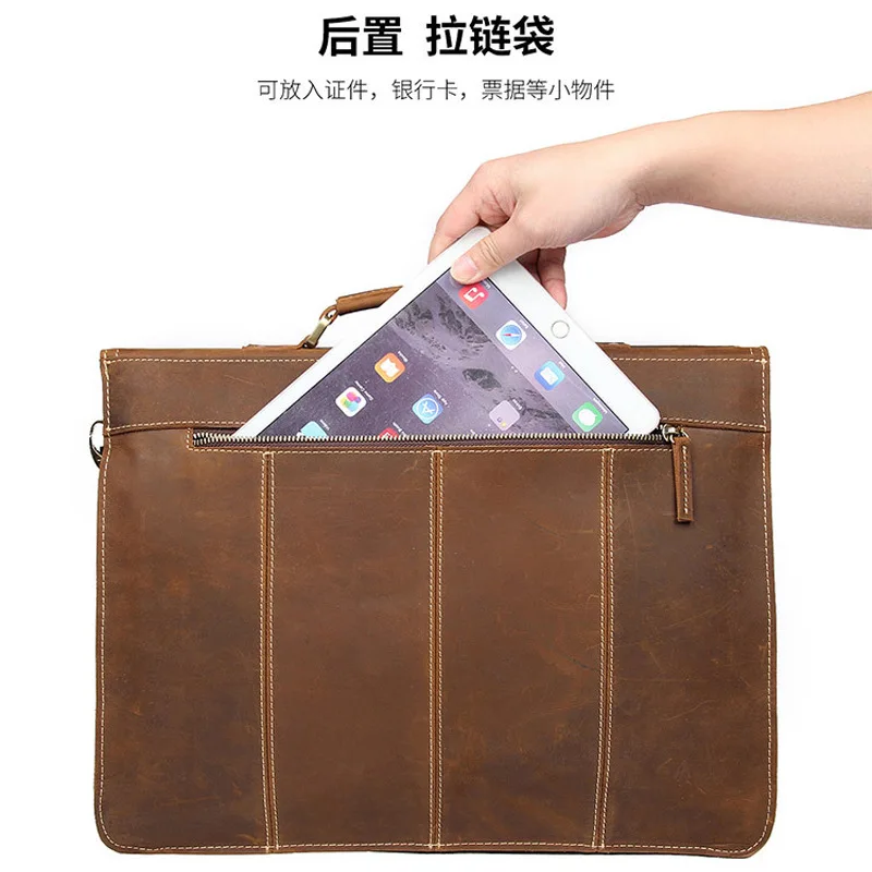 Valigetta in vera pelle per borsa per computer portatile da 15 pollici Borsa da lavoro formale Borse a tracolla in pelle di vacchetta per uomo
