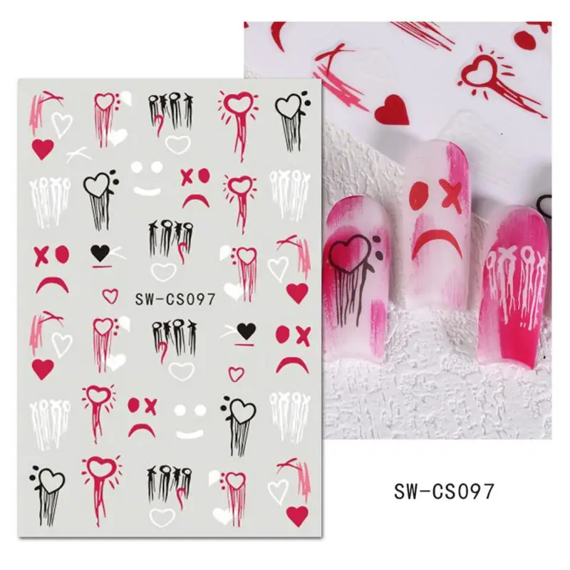 10/3/1PCS Halloween Pattern Nail Art Stickers Non-standard Abstract Mask Nail Art Streamer Nail Stickers