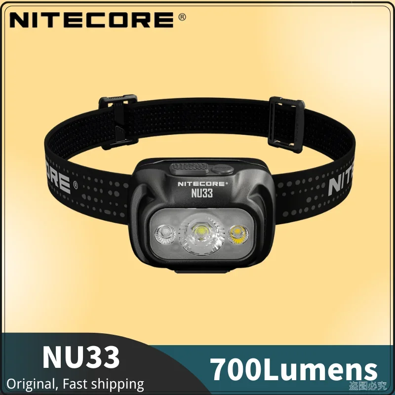 NITECORE NU33 700Lumens Triple Output USB-C Rechargeable Headlamp Built-in 2000mAh Battery White light,+Red Light Headlight