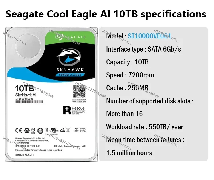 ST10000VE001 HDD  Original Seagate 10TB 7200 RPM 256MB Cache SATA 6Gb/s 3.5