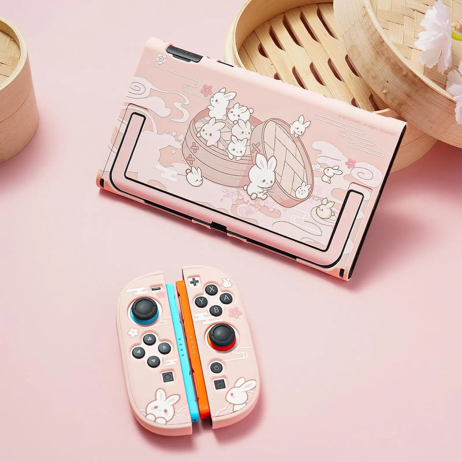 GeekShare Steamed Bun Rabbit Protective Shell kompatybilny z Switch 2, Kawaii Cartoon Dockable Case dla Switch 2 — zdjęcie produktu 5