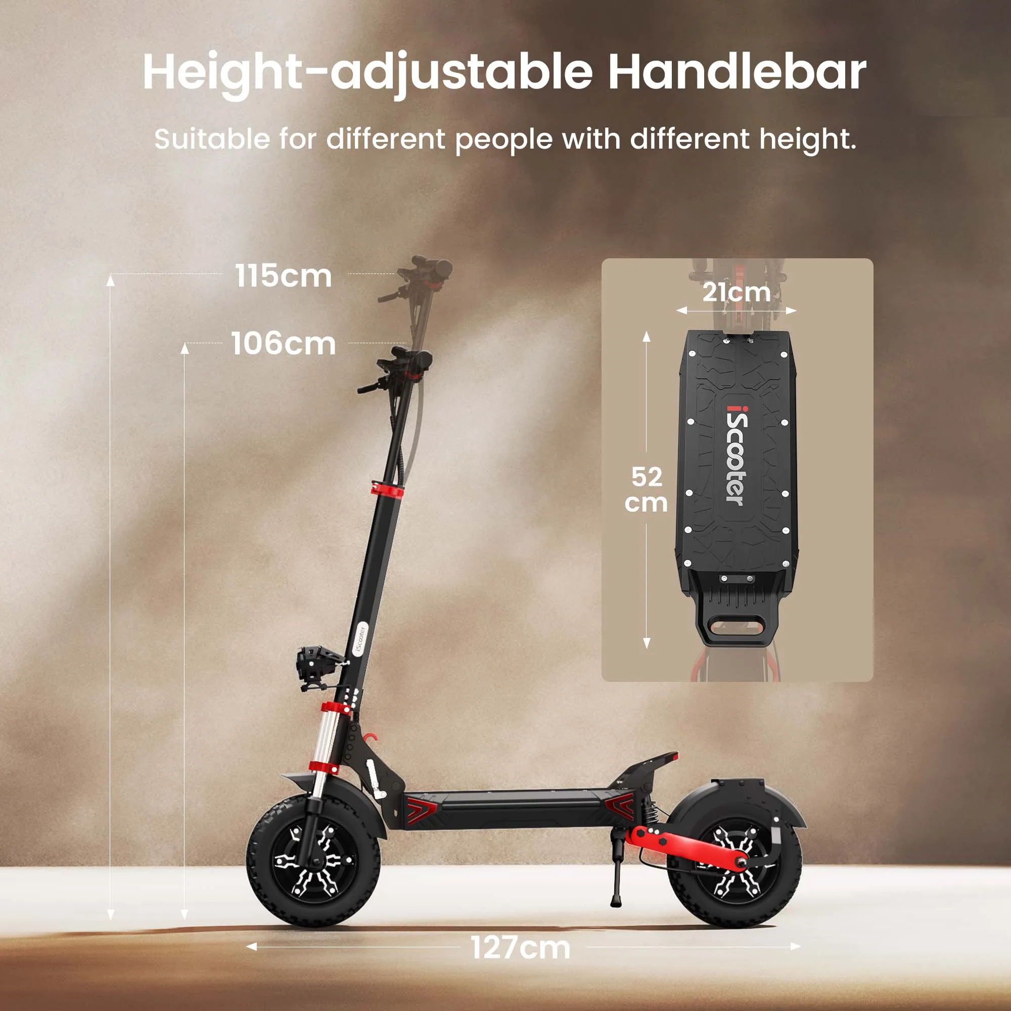 12inch iScooter iX8 Off-Road Electric Scooter Dual Motors 2400W 48V 20Ah Battery 65-70KM Range, 4 Speeds 60KM/H Max with app