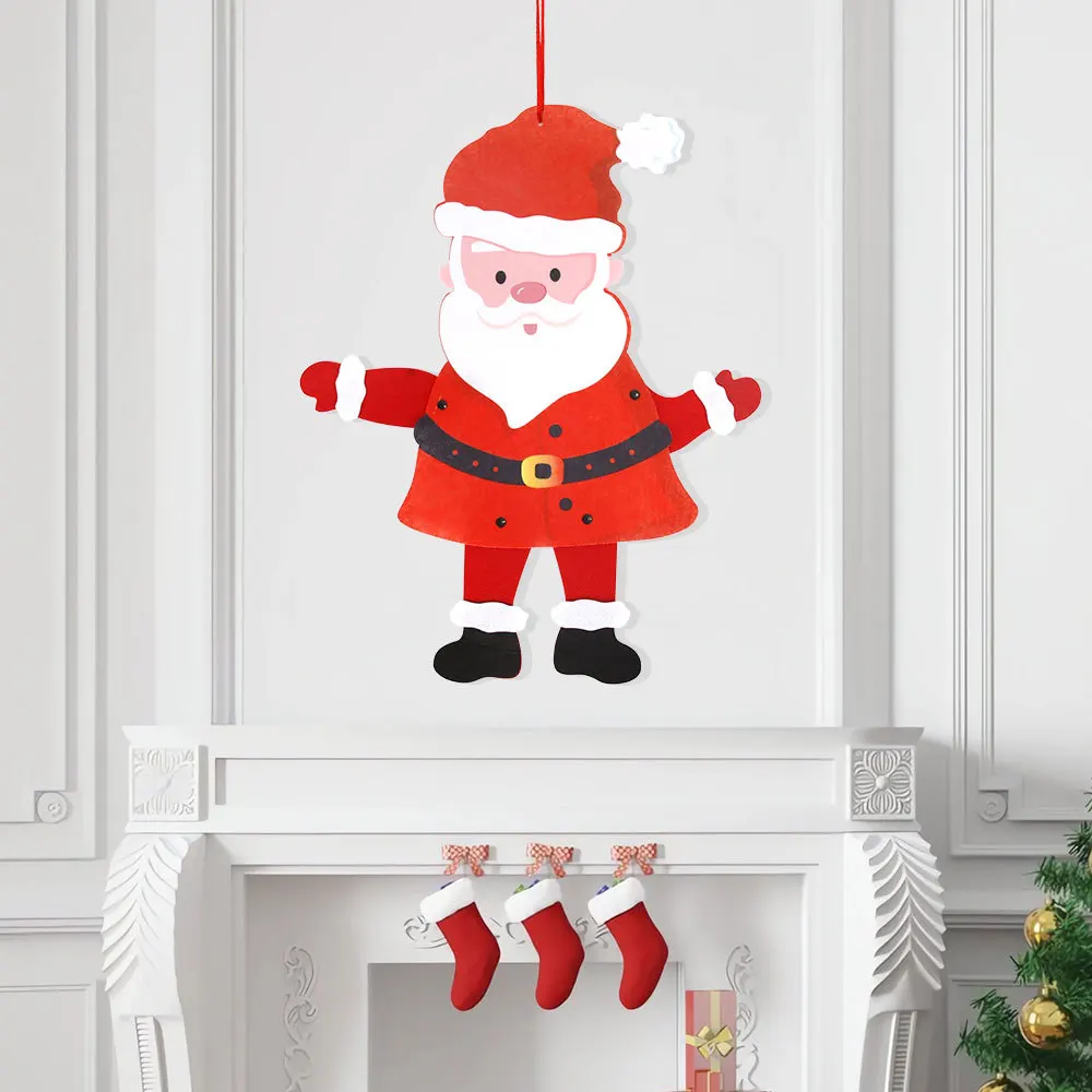 Large Christmas Hanging Decorations 40-50cm High Felt Santa  Snowman Elk Ornament with Movable Joint For Holiday Party