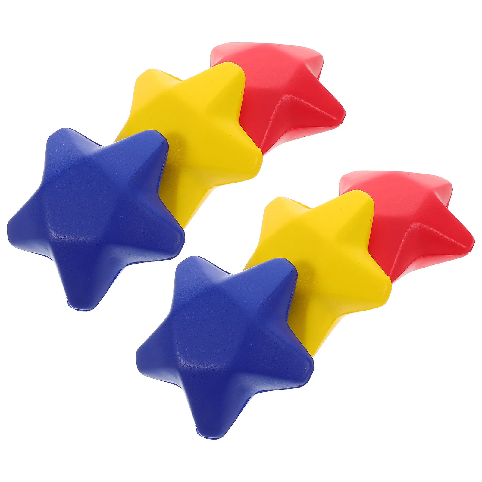 6Pcs Star PU Stress Balls Soft Foam Squeeze Red Yellow Blue Sensory Fidget for Hand Therapy Classroom Office Color Changing Toys