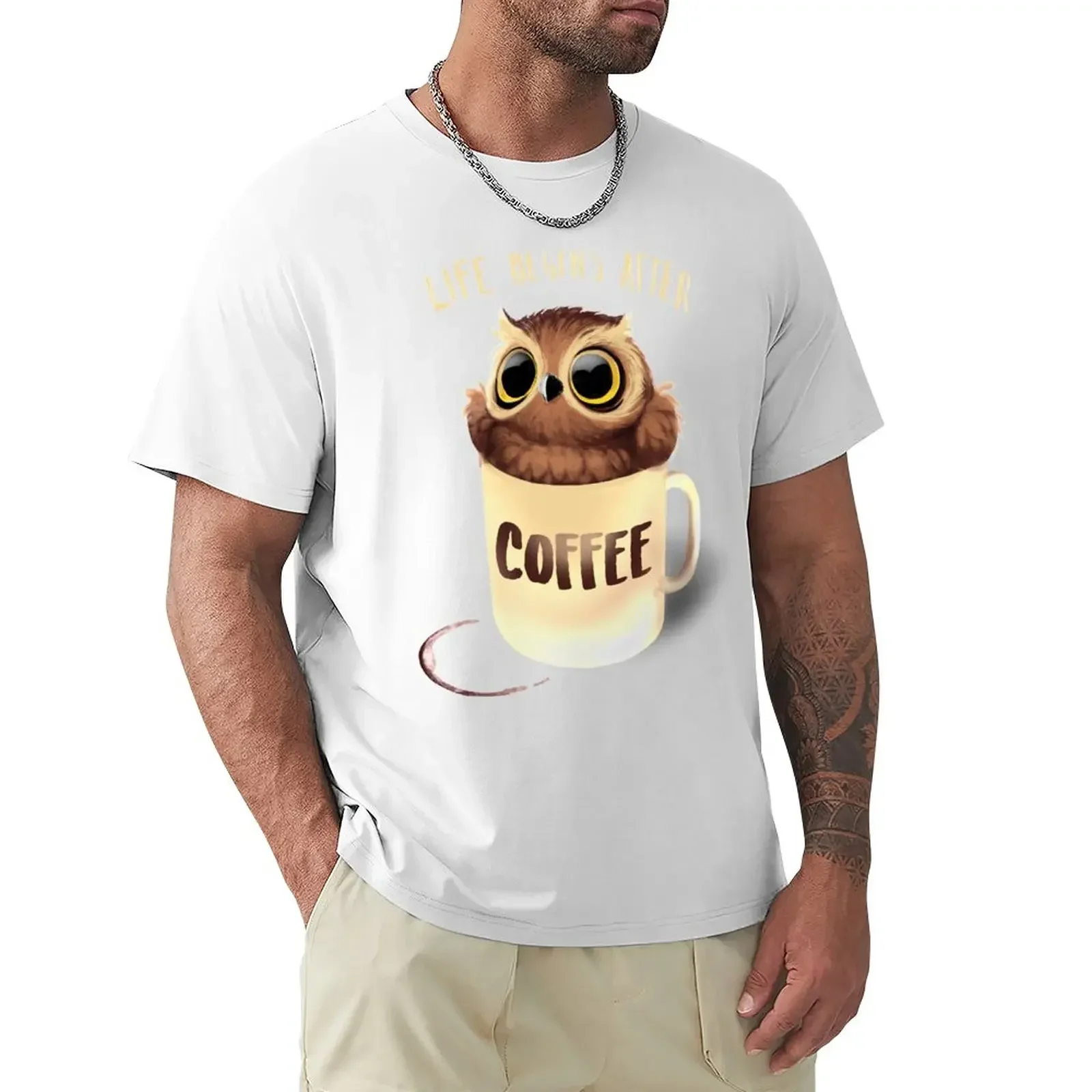 

Night Owl Coffee - Cute Bird - Life Begins after Coffee T-Shirt rapper graphic tees summer clothes mens plain t shirts