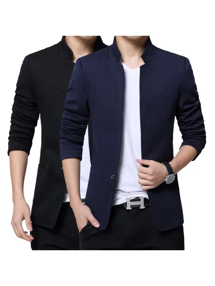 Męska marynarka garniturowa Casual Slim Fit Solid Suit Blazer Jacket Men Wedding Dress Blazer Male Stand Collar Blazer Masculino Pluse Size FS-125 — zdjęcie 2