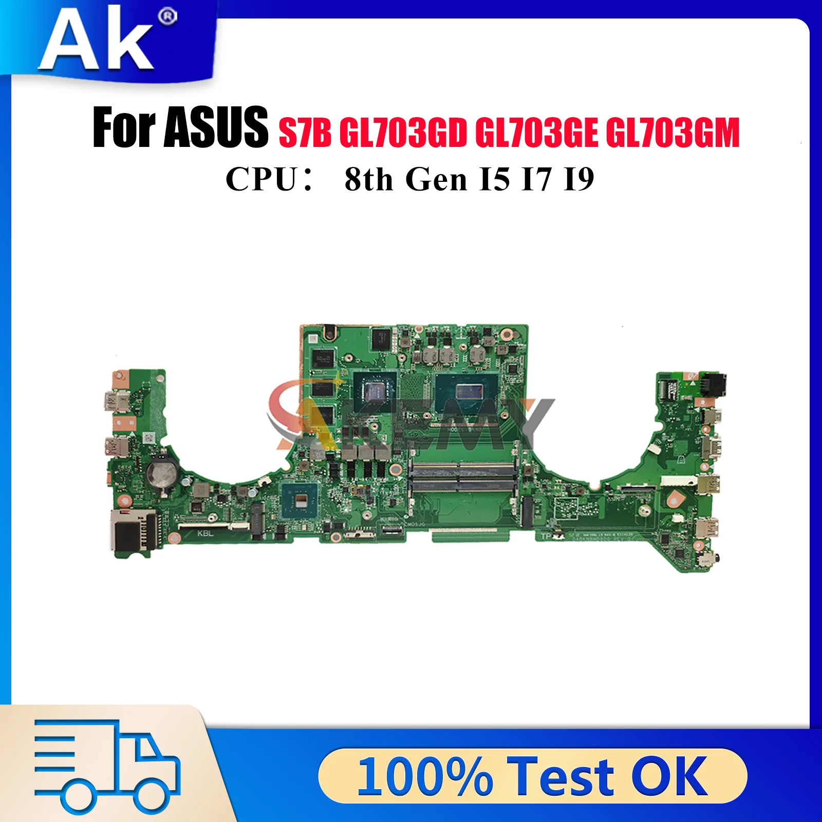 

GL703GE Laptop Motherboard For ASUS ROG Strix GL703GM S7B GL703G GL703GE GL703GD Mainboard With I5 I7 I9 CPU 100% tests OK stk