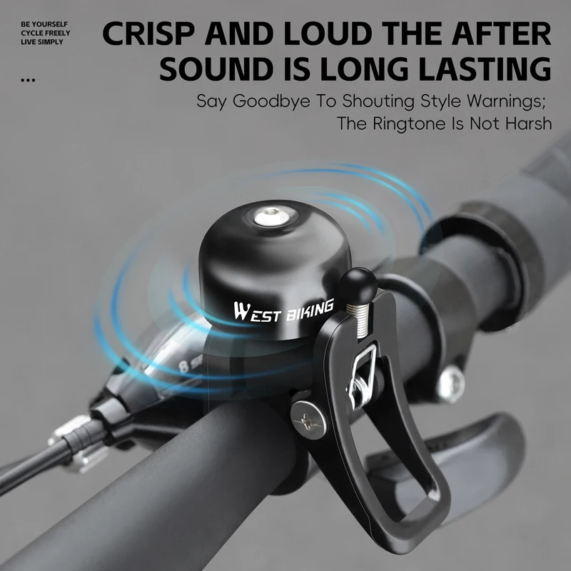WEST BIKING Retro Bicycle Bell Aluminum Alloy Crisp Loud Sound Bike Bell for 22.2mm Handlebar Waterproof Cycling Safety Warning