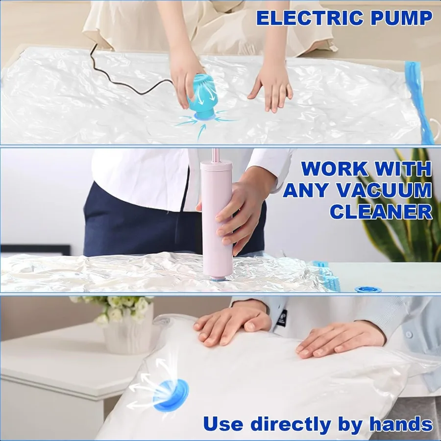 10枚入り真空収納バッグ、大5枚、中5枚、丈夫で繰り返し使える衣類用真空シールバッグ、旅行用省スペースバッグ