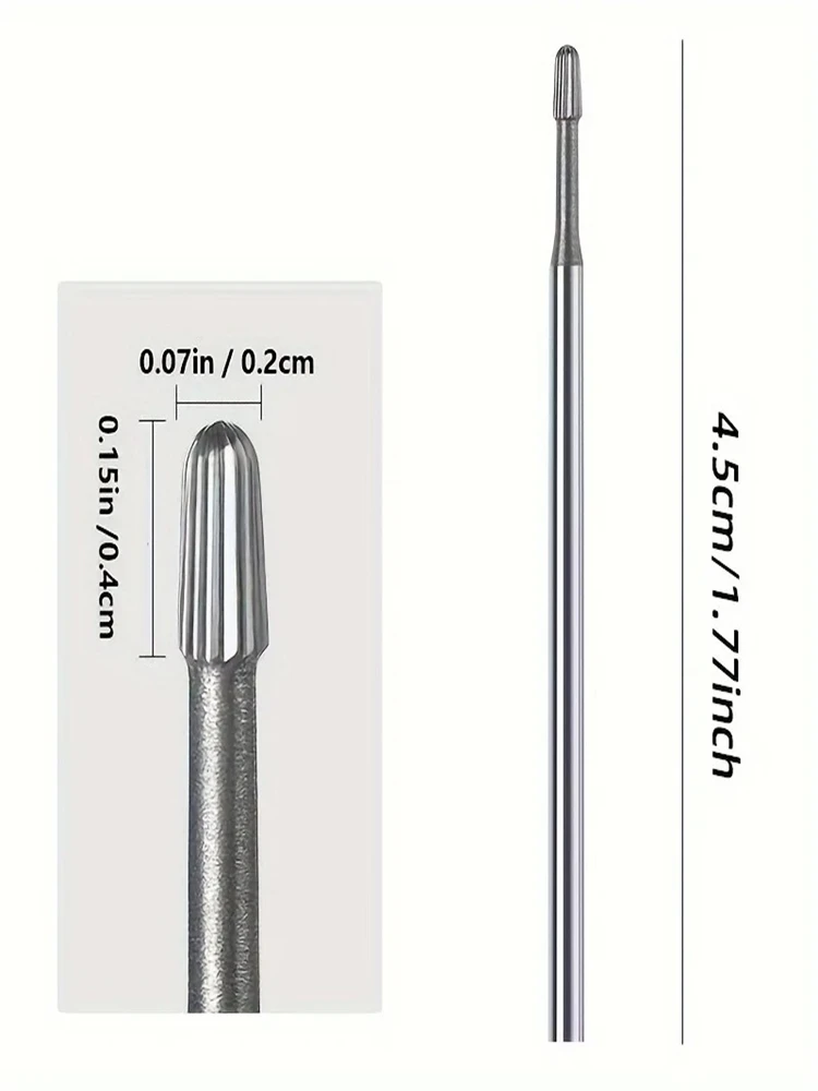 Forets à ongles de sécurité en carbure de tungstène, dissolvant de cuticules 3/32 "pour lime à ongles électrique, outils de nettoyage des cuticules 1 pièces