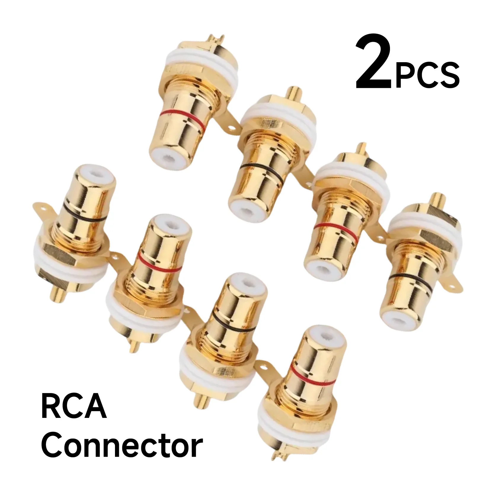 2/4pcs Pure Copper RCA Female Panel Mount Red Black Cycle Nut AV Speaker Terminal Phono Connector Socket