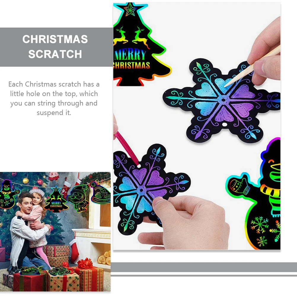 

1 set Scratch Set Christmas Cards Kids Crafts Party Favors Decoration Diy Scratch Christmas Supplies Sheet Xmas Supplies