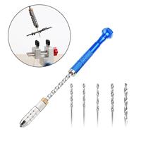 Pin Vise Hand Drill Manual, Mini Hand Drill Hand Tool Woodworkings Hand Bit Set for Crafts Beads Resin Casting Model