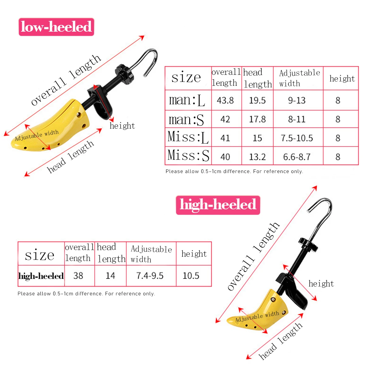 Adjustable Shoe Trees for Boots, Women's Shoe Stretcher Expander for High Heels, Professional Upper Widen Shaper