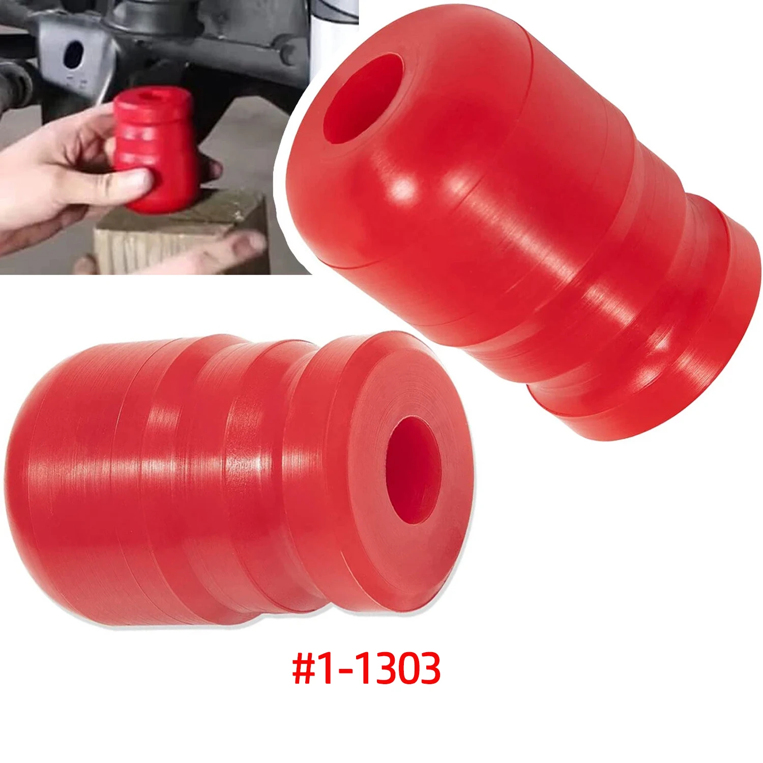 Front Polyethylene Bump Stop Speedbump #1-1303 Compatible with Wrangler JK/JKU Sport Sahara Rubicon 2007-2018 (Red, 2PC)