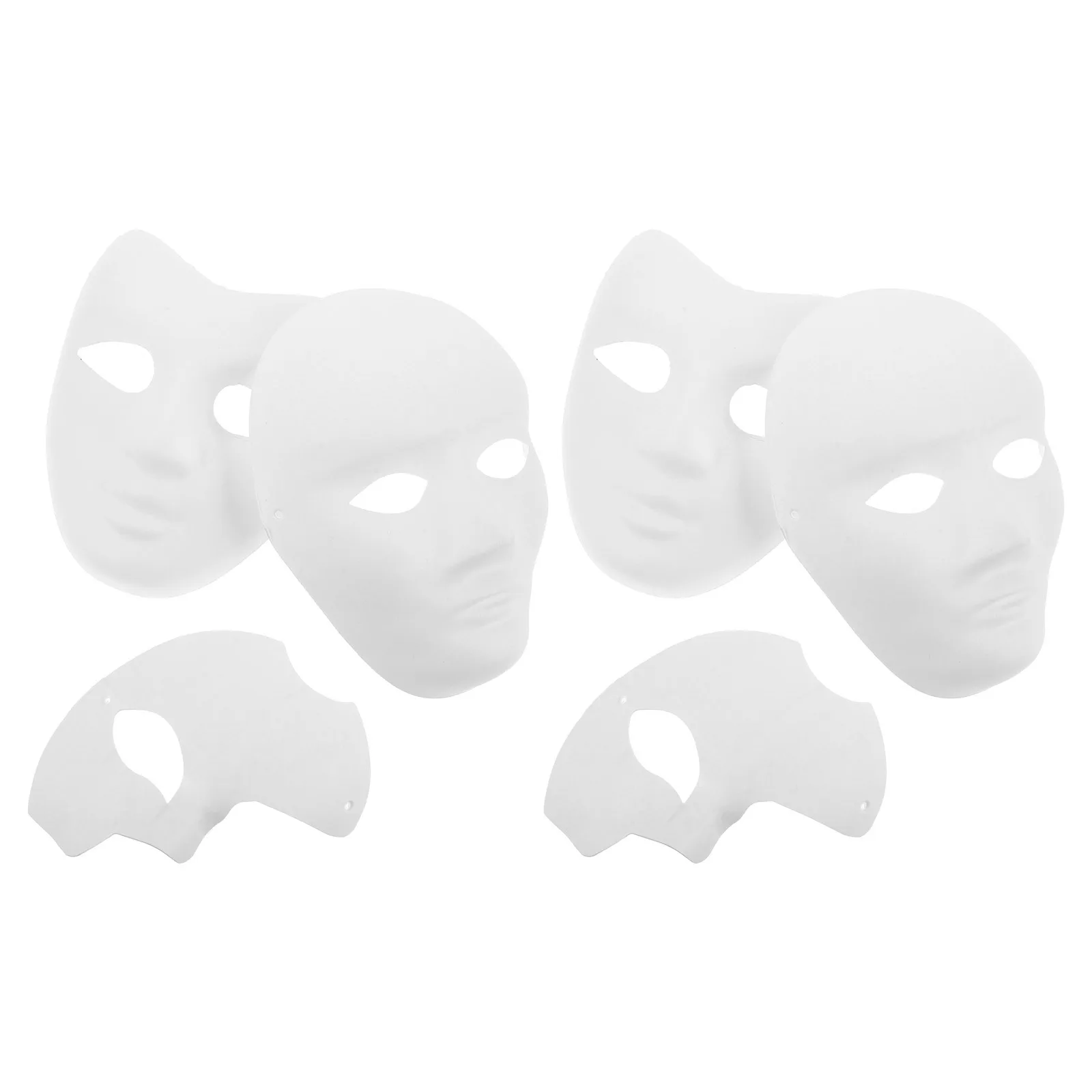 

6Pcs Handpainted Paper Masks White Blank Half Face Masks for Kids DIY Decorating Halloween Masquerade Carnival Party Mask Craft