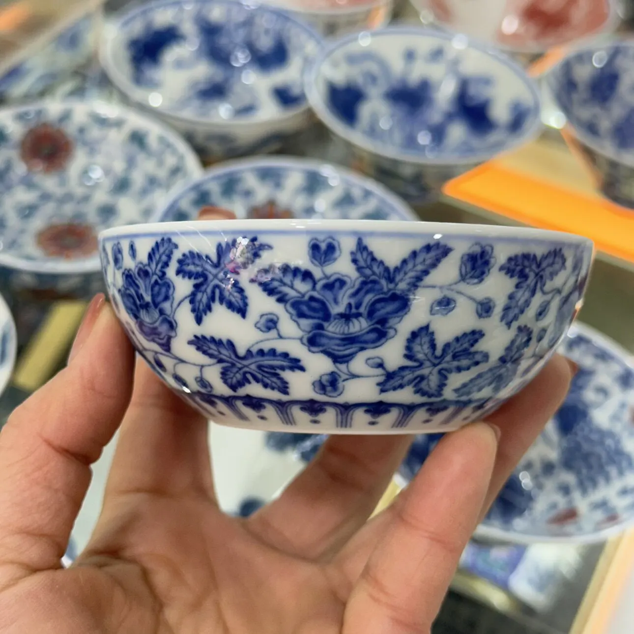 Jingdezhen Antique Mud Blue and White Flower Okra Ceramic Cup Cup Single Cup Personal Dedicated Pu'er Cup Tea Tea Cup