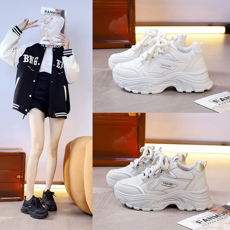 Women's Retro Sporty Casual Dad Shoes Spring Fashion Thick-Soled Versatile Comfortable Footwear for Everyday Use
