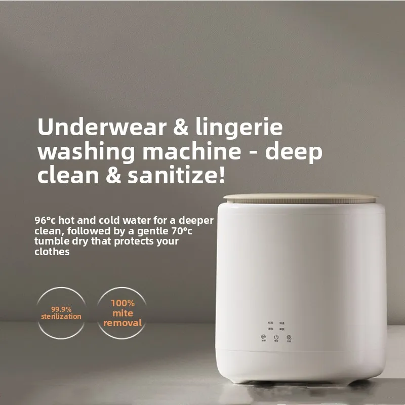 Automatic Pulsator Underwear Washing Machine, Wash Dry & Sanitize All-in-One Mini Garment Cleaner