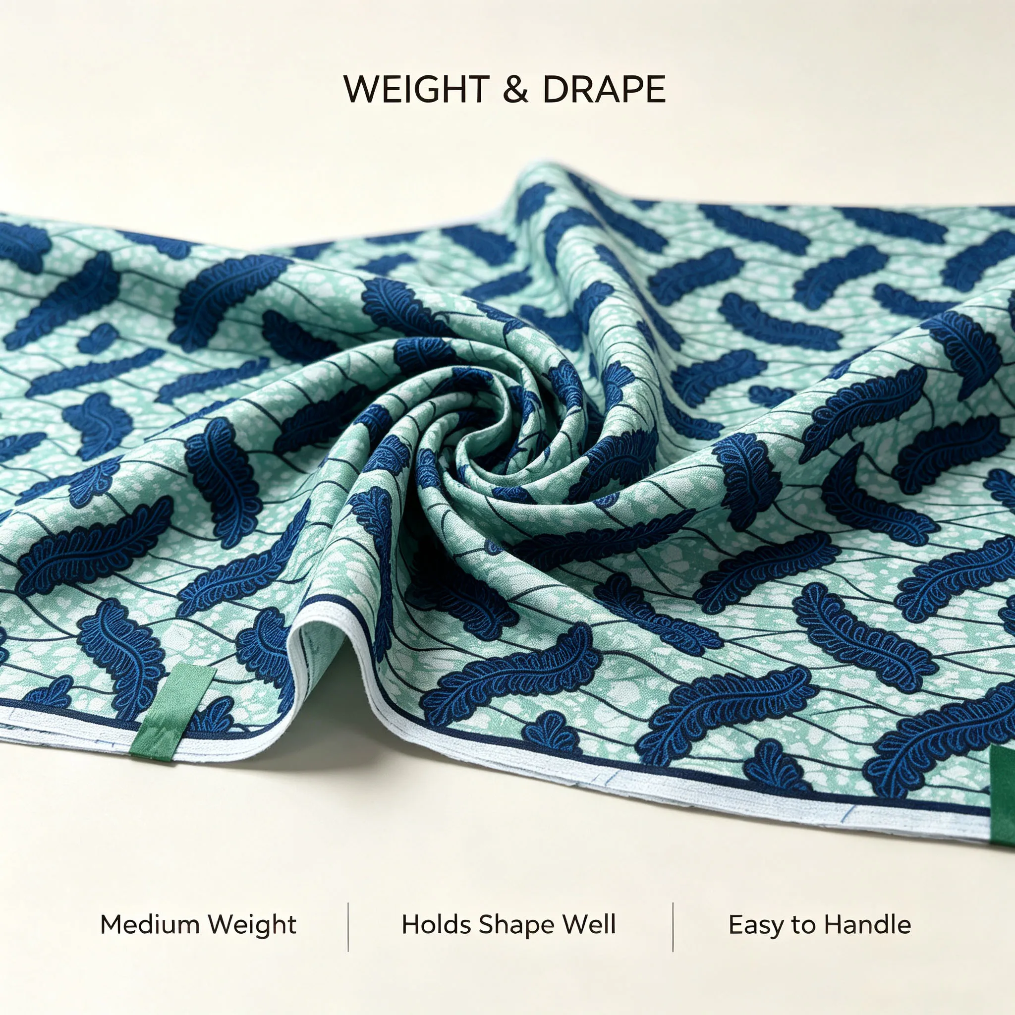 African Ankara Real Wax Print Fabric Green Blue Leaf Pattern 6 Yards Cotton Pagne For Women Dress Sewing African Batik Cloth view 4