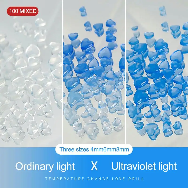 เล็บเรซิ่นรูปหัวใจเปลี่ยนสีได้น่ารักทันสมัยเครื่องประดับเล็บไวแสงยูวีที่นิยมอุปกรณ์ตกแต่งเล็บ