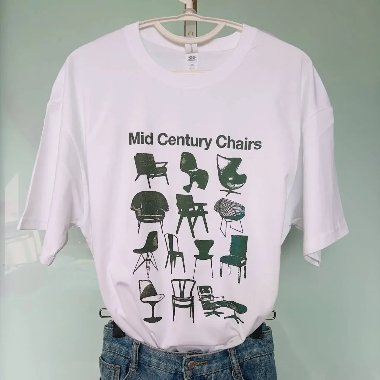 Mid Century Chairs Vintage Style Printing Graphic Tees Unisex Loose Cotton Short Sleeve Tops Tees Street Fashion Summer T Shirts