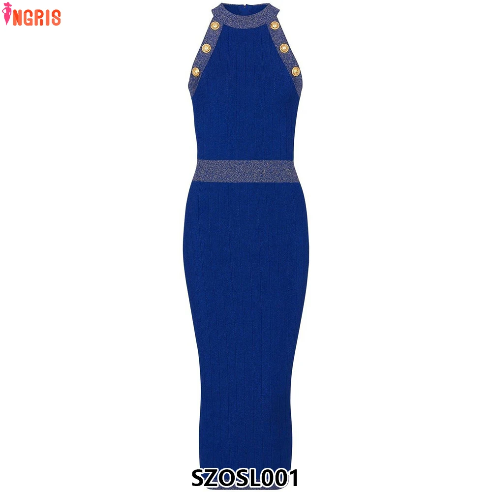 

2025 New Spring Series Women Round Neck Sleeveless Long Casual Knitted Sweater Dress-SZOSL001