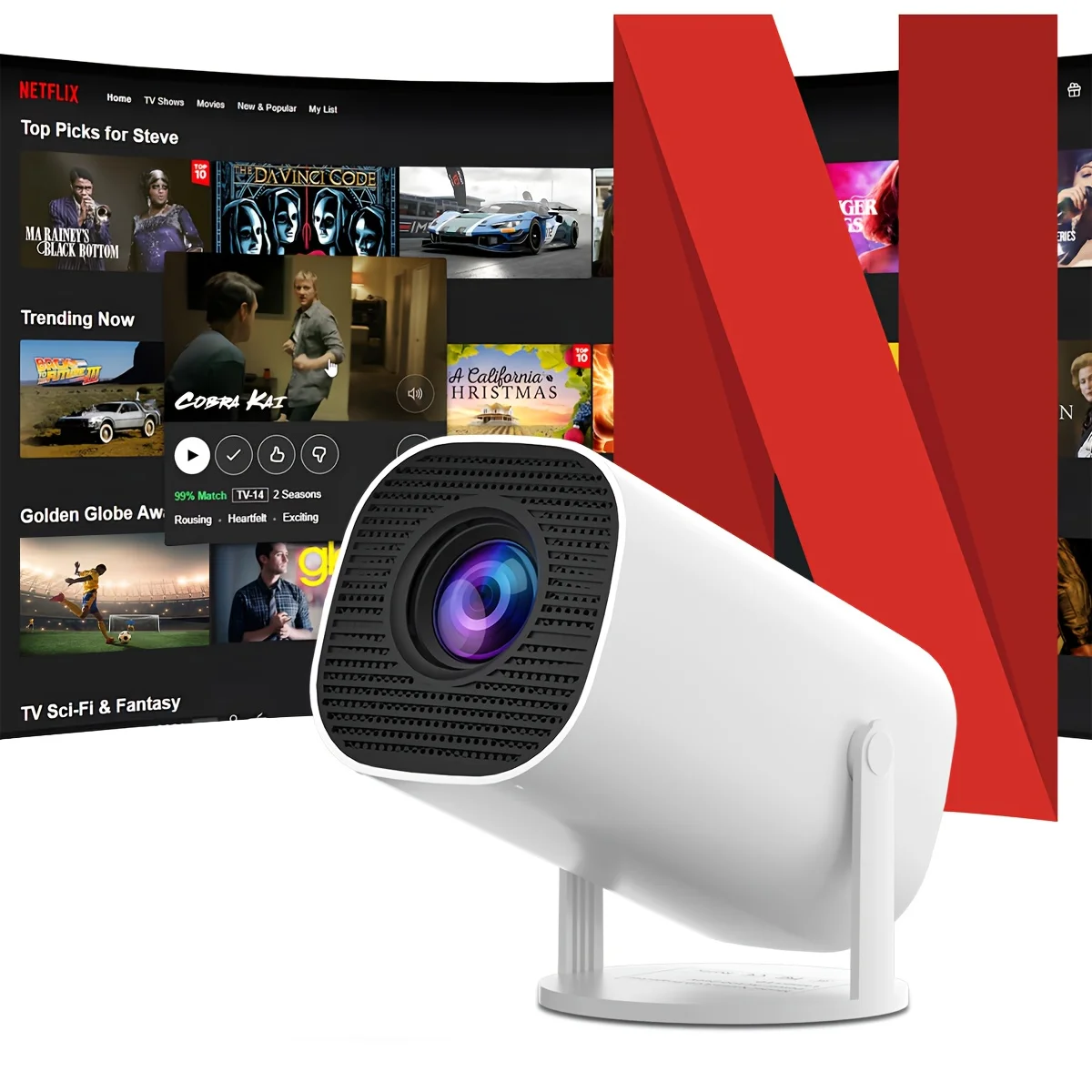 

Мини-проектор с поддержкой 4K и Native 1080P, Android 11, Wi-Fi 6 и Bluetooth 5.0, совместим с Airplay и Miracast