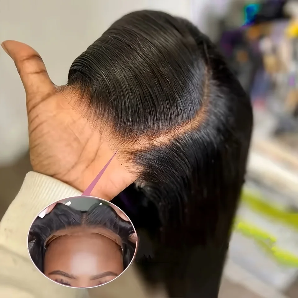 投げ込み式＆ゴー 5x5 HDレースクロージャーウィッグ 夏用接着剤不要ロングウィッグ 密度200% バージンブラジリアンストレート人毛ウィッグ